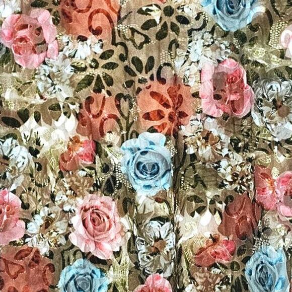 Charlotte Russe Velvet Burnout Victoria Style Bodysuit Size M Boho-chic Romantic - Picture 2 of 5